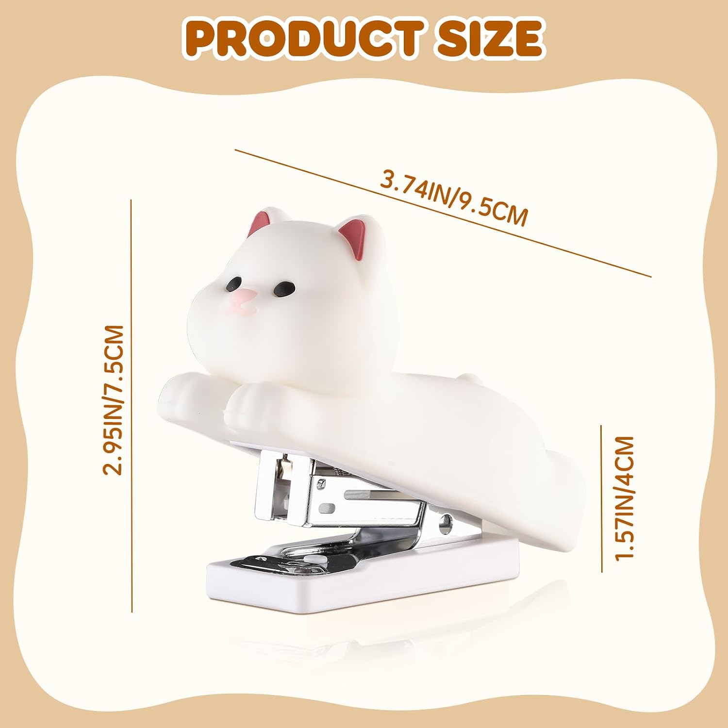 Cute Cat-Shaped Mini Stapler with Compact Desktop Design for School Office and Home