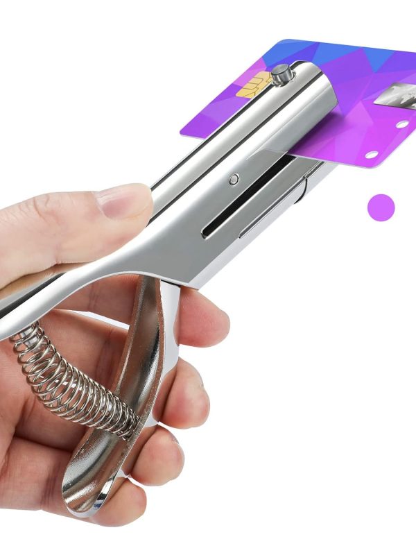 Heavy-Duty Metal Handheld Paper Punch with Spring-Loaded Lever for Documents and Crafts