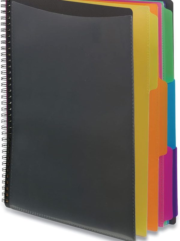 Spiral Notebook with Multicolor Tabbed Dividers and Durable Plastic Covers for School and Office
