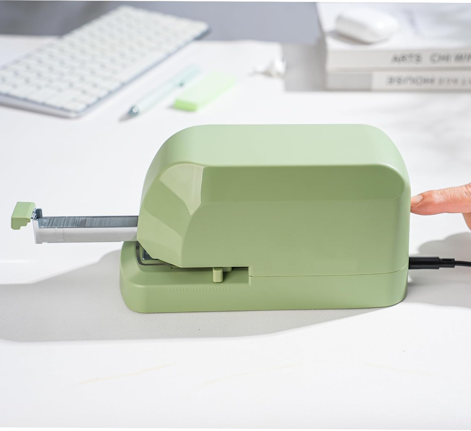 Full-Size Long Reach Desktop Stapler with Extended Magazine for Office and Document Binding
