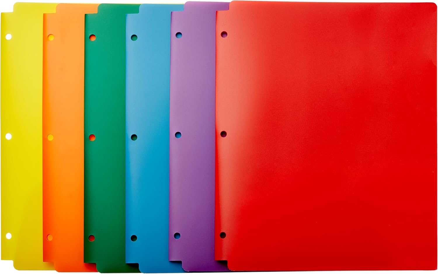 Colorful Plastic 3-Hole Pocket Folders for School Office and Binder Organization