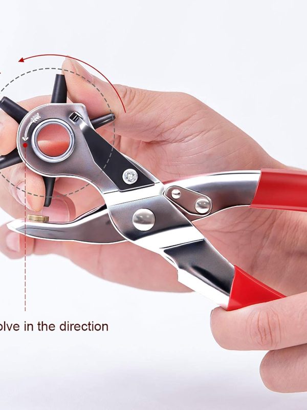 Heavy-Duty Rotary Leather Hole Punch Pliers for Belts, Watch Straps, Leather and DIY Crafts