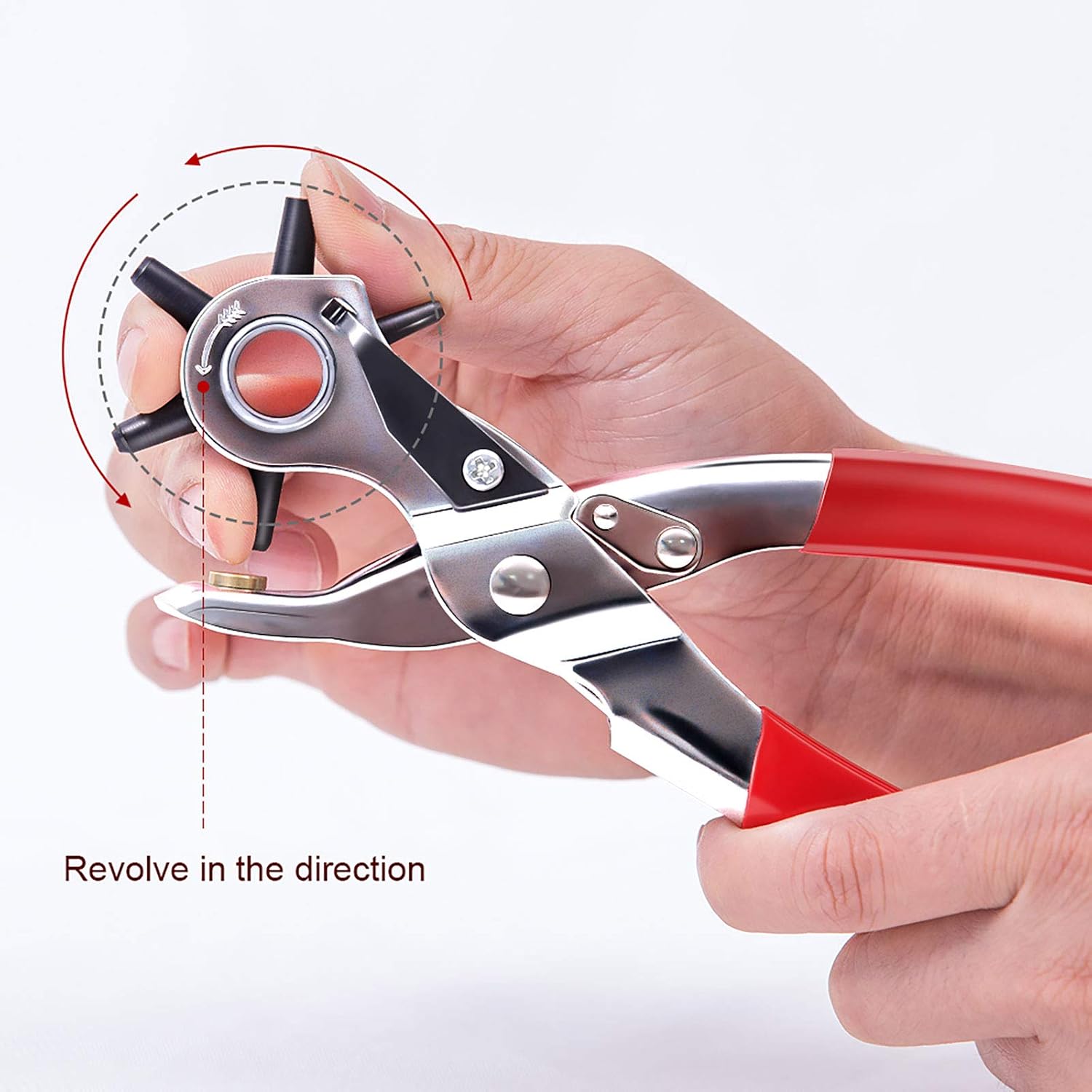 Heavy-Duty Rotary Leather Hole Punch Pliers for Belts, Watch Straps, Leather and DIY Crafts