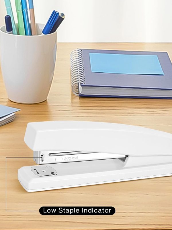 Full-Size Desktop Stapler with Low-Staple Indicator for Office, School and Home Use